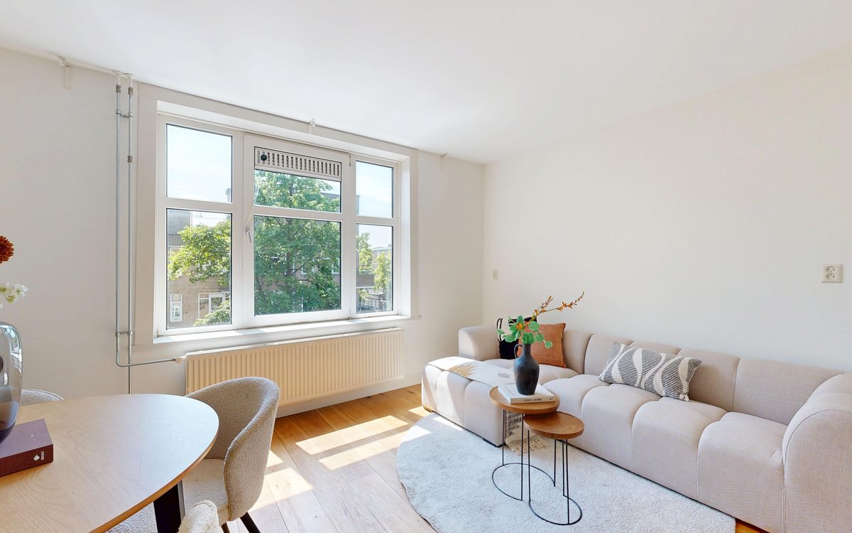 Empty, freshly styled living room, Turnerstraat 27D